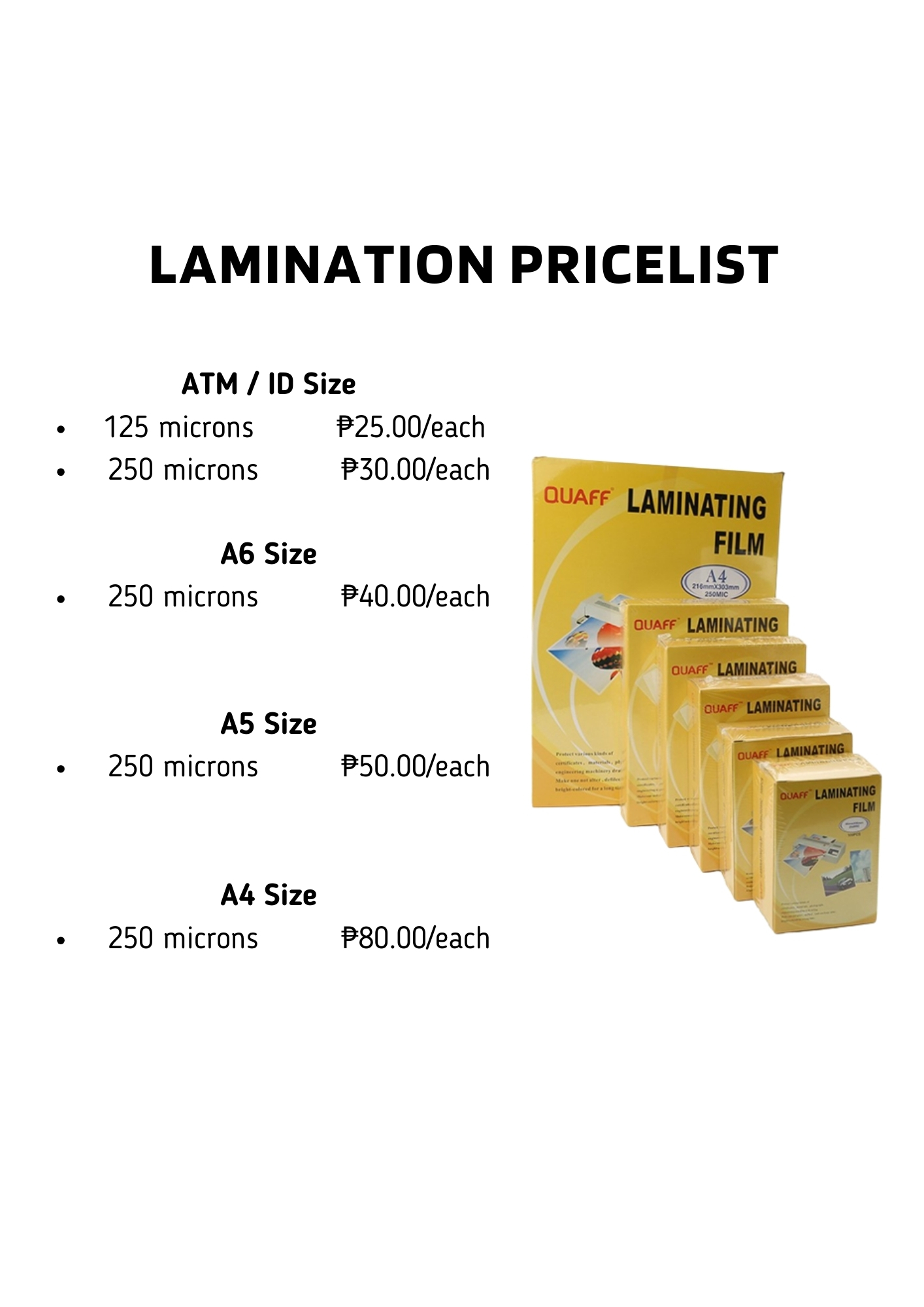 Lamination A6 Size 250 mic